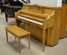 Charles R Walter oak console piano