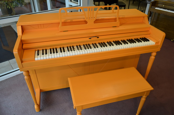 Used Spinet Piano | Bright Orange Piano | Mid-America Piano